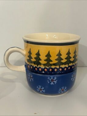 Boleslawiac WIZA Polish Pottery Christmas Coffee Cup Mug Poland